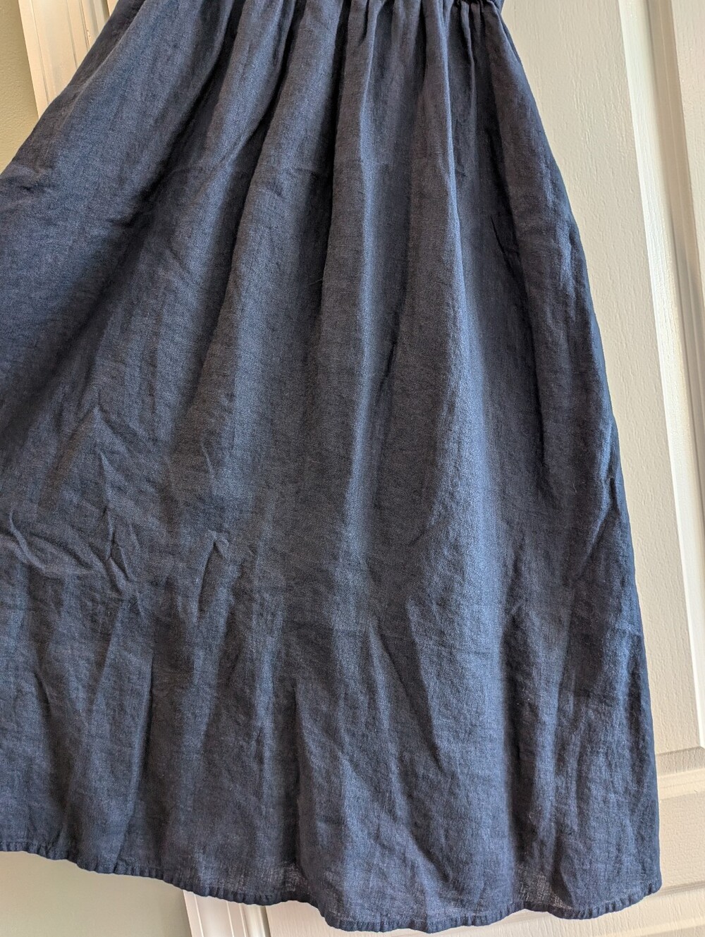 Quince 100% European Linen Fit & Flare Midi Dress Deep Navy Blue Coastal Size XS - Picture 6 of 14